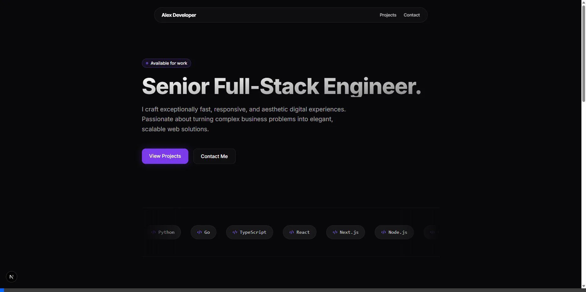 Premium Developer Portfolio Template (Next.js + Tailwind CSS)