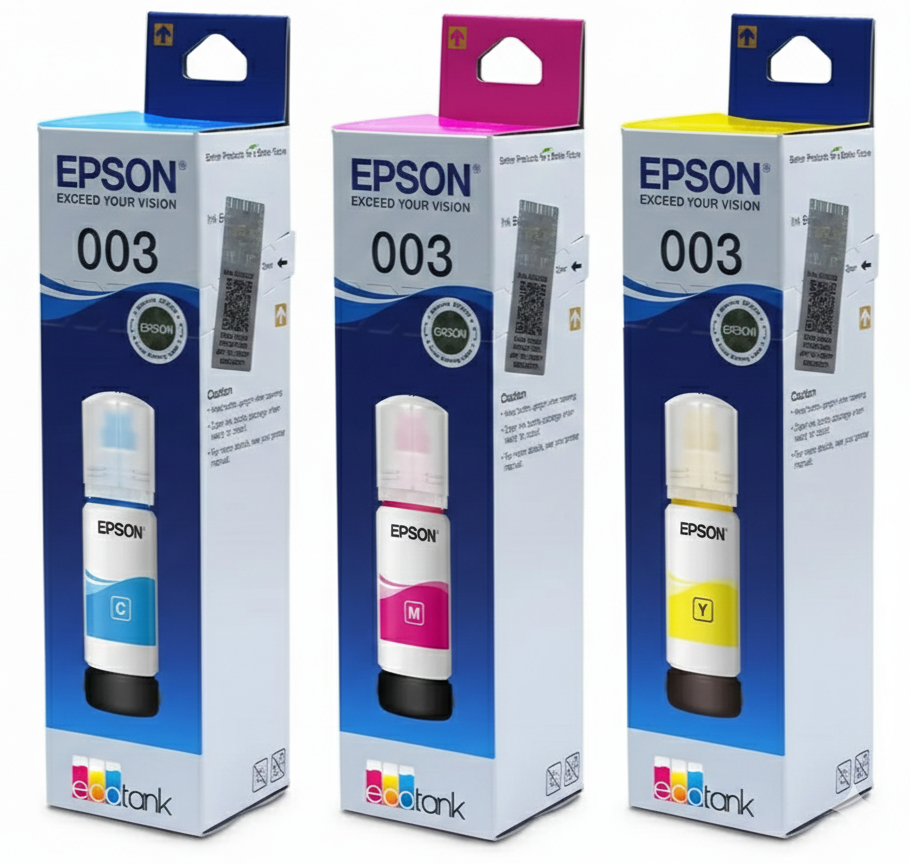 Genuine 003 Color Combo (C/M/Y) Ink Set (65ml) for L-Series EcoTank Printers