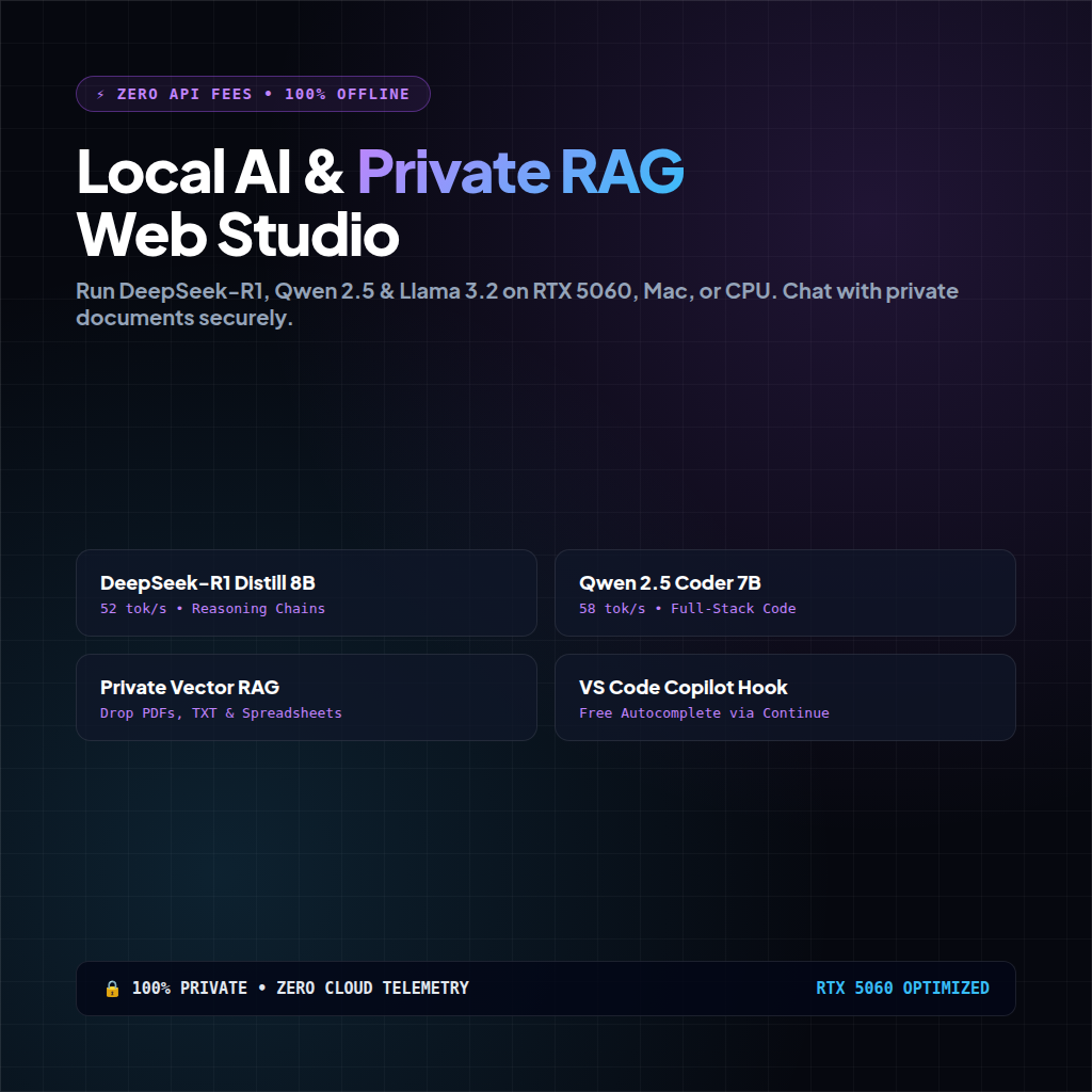 Local AI & Private RAG Web Studio (Ollama, DeepSeek-R1, Qwen 2.5 & In-Browser Vector Search)